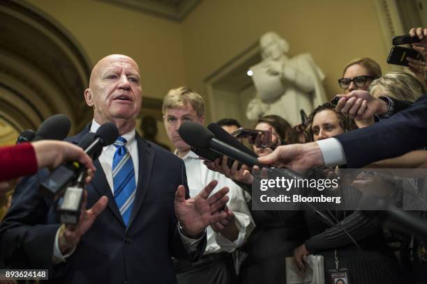 Representative Kevin Brady, a Republican from Texas and chairman of the House Ways and Means Committee, speaks to members of the media after a...