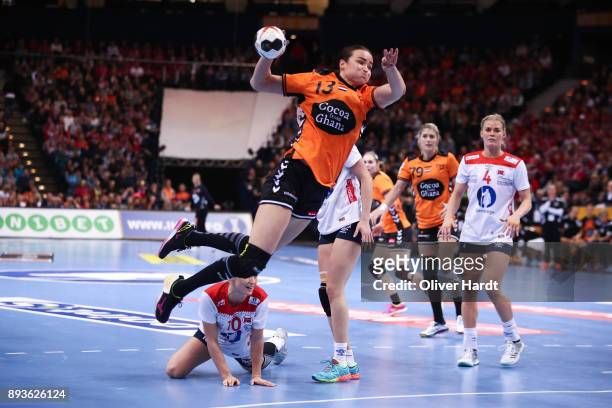 Yvette Broch of Netherlands in action during the Championship Semi Final between match between Netherlands and Norway at Barclaycard Arena on...
