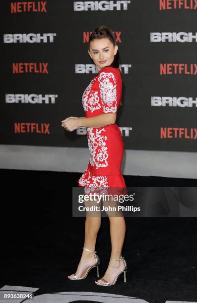 Amber Davies attends the European premiere of 'Bright' held at BFI Southbank on December 15, 2017 in London, England.