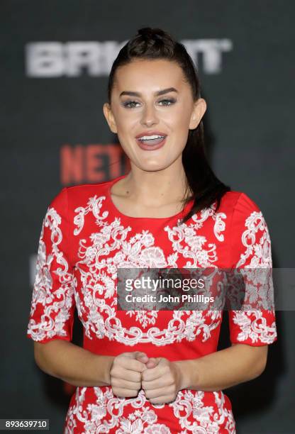 Amber Davies attends the European premiere of 'Bright' held at BFI Southbank on December 15, 2017 in London, England.
