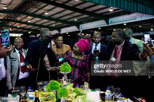 Nkosazana Dlamini-Zuma , candidate for the African National Congress presidency and ex-wife of the incumbent South African president, speaks with...