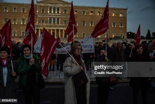 Thousand pensioners blocked central Athens, on Friday 15 December in protest against austerity measures which include multiple cuts to their income....