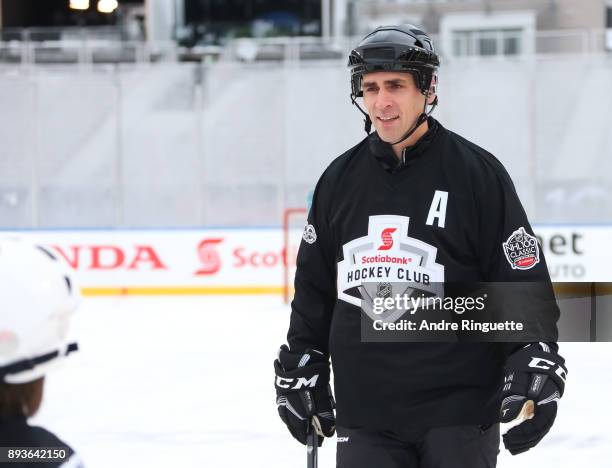 Ottawa Senators alumni Wade Redden greets Scotiabank skaters to celebrate the sponsorship of 1 million minor hockey league kids in advance of the...