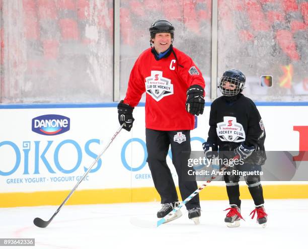 Montreal Canadiens alumni Shane Corson skates with Scotiabank skaters to celebrate the sponsorship of 1 million minor hockey league kids in advance...