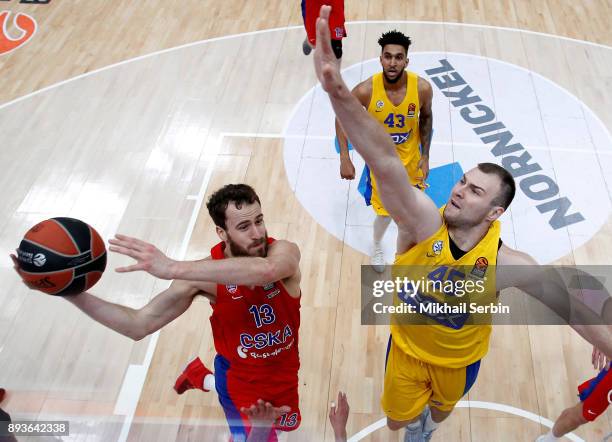 Sergio Rodriguez, #13 of CSKA Moscow competes with Artsiom Parakhouski, #45 of Maccabi Fox Tel Aviv in action during the 2017/2018 Turkish Airlines...