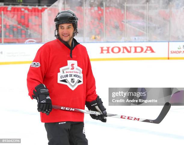 Montreal Canadiens alumni José Théodore skates with Scotiabank skaters to celebrate the sponsorship of 1 million minor hockey league kids in advance...