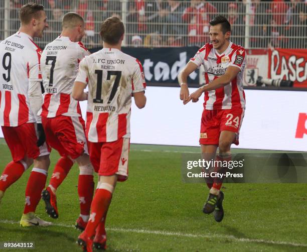 Sebastian Polter, Marcel Hartel, Simon Hedlund and Steven Skrzybski of 1 FC Union Berlin during the game between Union Berlin and dem FC Ingolstadt...