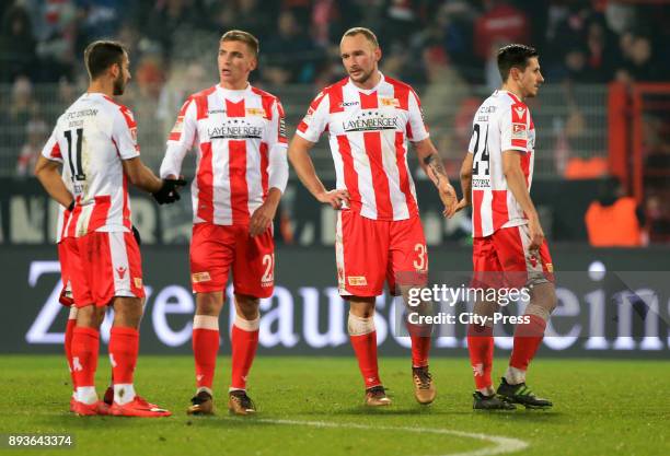 Akaki Gogia, Grischa Proemel, Toni Leistner and Steven Skrzybski of 1 FC Union Berlin during the game between Union Berlin and dem FC Ingolstadt 04...