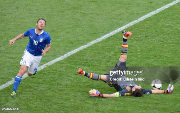 Spanien - Italien Antonio Cassano gegen Torwart Iker Casillas