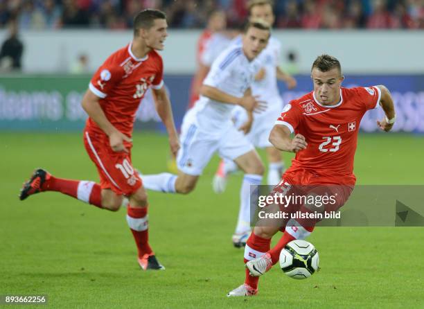 Fußball-Weltmeisterschaft Brasilien 2014, Qualifikation, Gruppe E - Fussball International WM Qualifikation 2014 Schweiz - Albanien Xherdan SHAQIRI...