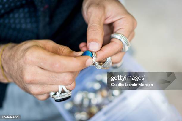 silver craft jewelry making - platinum rings stock pictures, royalty-free photos & images