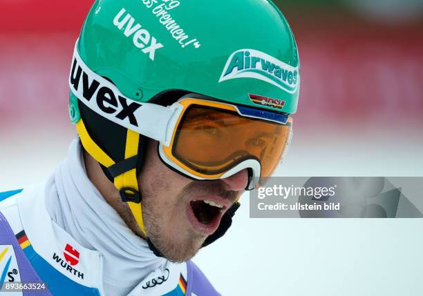 Alpine Ski-WM - Ski Alpin WM Schladming 2013 Slalom Herren Felix Neureuther jubelt ueber seinen Vizeweltmeistertitel