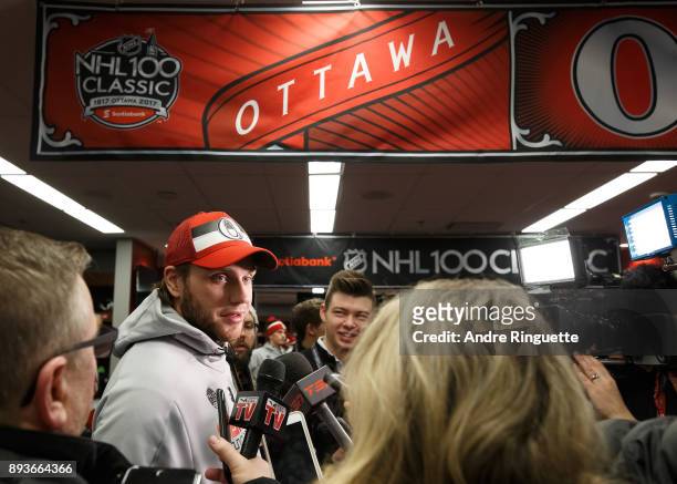 Bobby Ryan of the Ottawa Senators in the locker room ahead of the Scotiabank NHL100 Classic, at Lansdowne Park on December 15, 2017 in Ottawa, Canada.