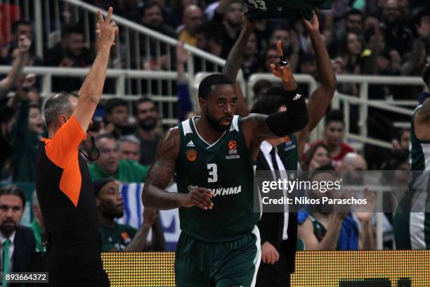 Rivers, #3 of Panathinaikos Superfoods Athens react during the 2017/2018 Turkish Airlines EuroLeague Regular Season game between Panathinaikos...