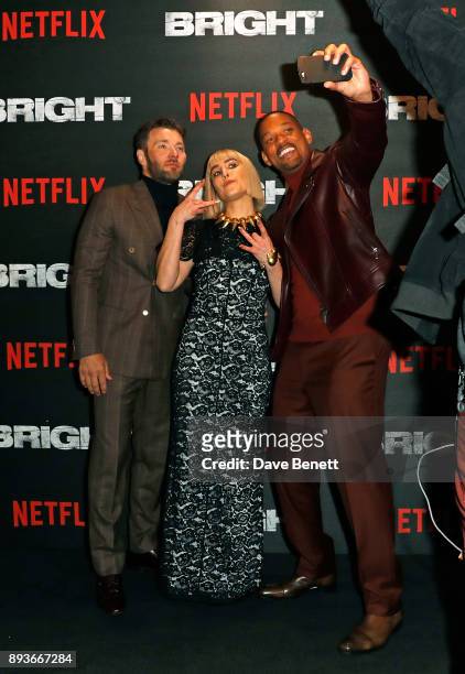 Joel Edgerton, Noomi Rapace ands Will Smith attend the European premiere of "Bright" held at BFI Southbank on December 15, 2017 in London, England.