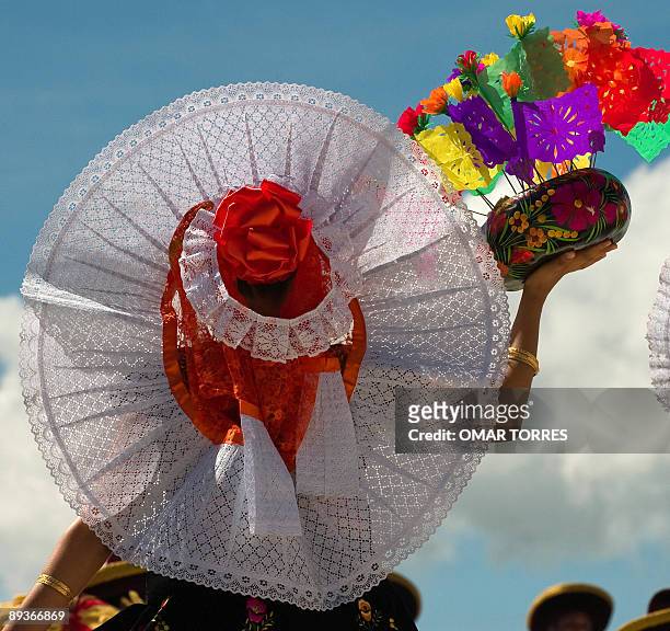 Dancer from Ixtepec city performs during the Guelaguetza celebration on July 27, 2009 in Oaxaca, Mexico. The Guelaguetza is a festival held once a...