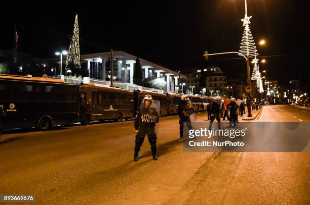 Palestinians take part in a demonstration in Athens, Greece on December 15 near the US embassy in Athens, after US President Donald Trump recognise...