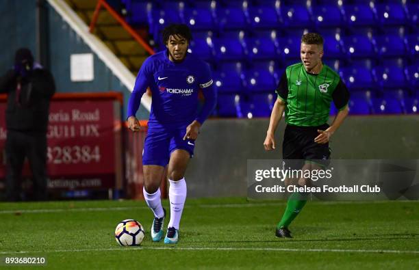 Reece James of Chelsea during the FA Youth Cup match between Chelsea FC and Scunthorpe United on December 15, 2017 in Aldershot, England.