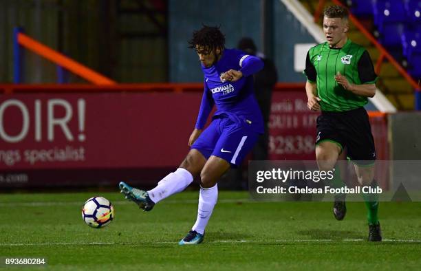 Reece James of Chelsea during the FA Youth Cup match between Chelsea FC and Scunthorpe United on December 15, 2017 in Aldershot, England.