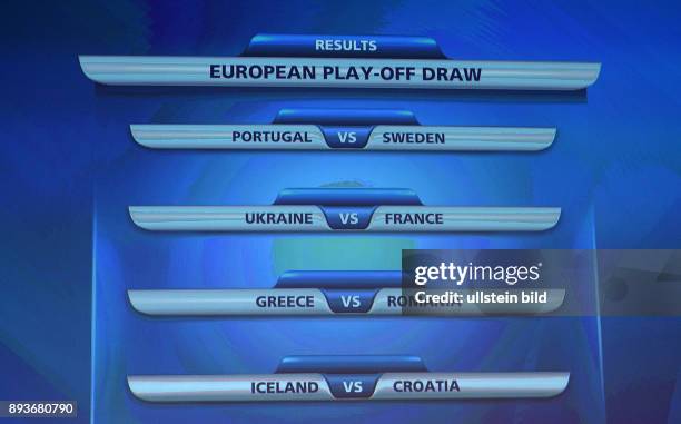 Fussball International 2014 FIFA World Cup Preliminary Comptition European Zone Playoff Draw Relegations Paarungen: Portugal vs Schweden Ukraine vs...