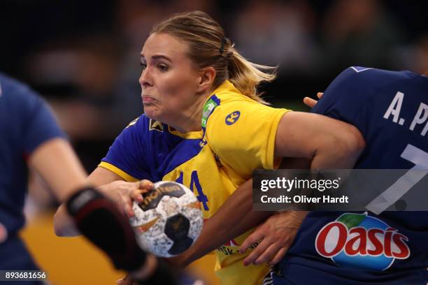 Johanna Westberg of Sweden in action during the IHF Women's Handball World Championship Semi Final match between Sweden and France at Barclaycard...