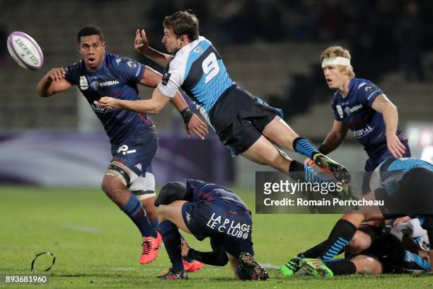 Alexey Shcherban of Einsei-STM in action during the European Challenge Cup match between Union Bordeaux Begles and Ensei-STM at stade Chaban Delmas...