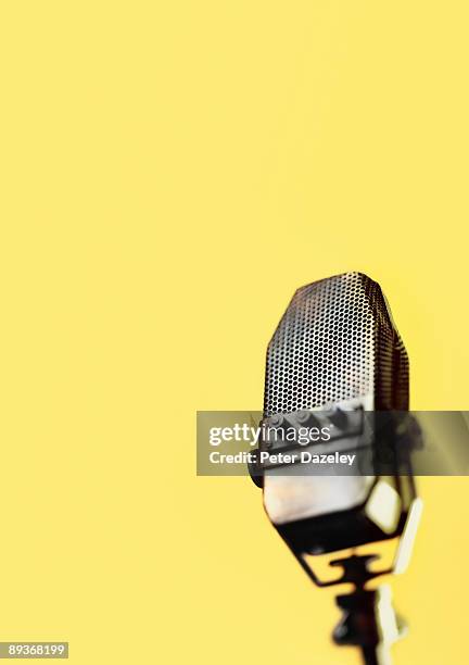 retro ribbon microphone. - vintage microphone stock pictures, royalty-free photos & images