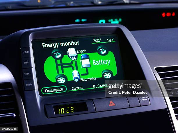 energy monitor for electric car, hybrid car. - hybrid vehicle 個照片及圖片檔