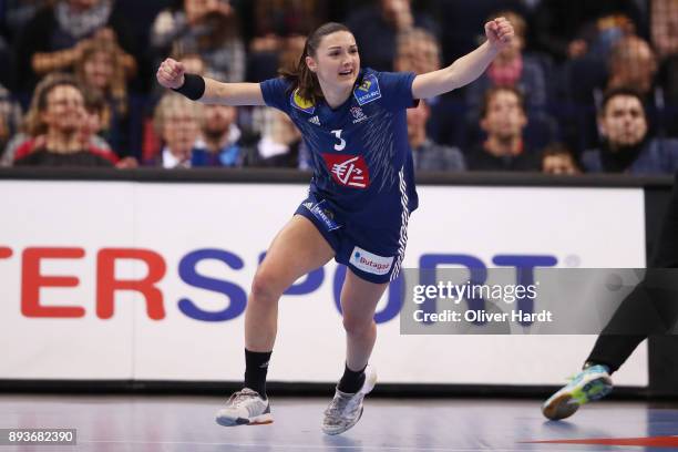 Blandine Dancette of France celebrate during the IHF Women's Handball World Championship Semi Final match between Sweden and France at Barclaycard...