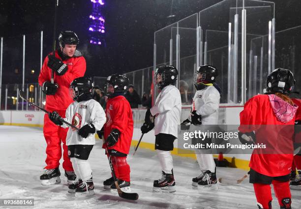 Little Sens Learn to Play take to the ice on Parliament Hill in advance of the 2017 Scotiabank NHL100 Classic on December 15, 2017 in Ottawa, Canada.