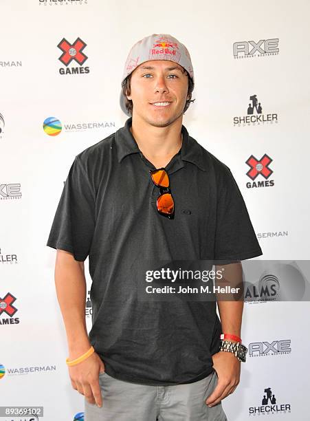 Games Gold Medalist Simon Dumont attends Ryan Sheckler's X Games Celebrity Skins Classic at the Cota de Caza Golf & Racquet Club on July 27, 2009 in...