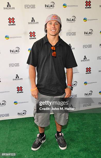 Games Gold Medalist Simon Dumont attends Ryan Sheckler's X Games Celebrity Skins Classic at the Cota de Caza Golf & Racquet Club on July 27, 2009 in...