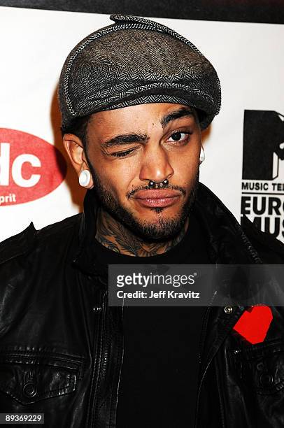 Travis McCoy of Gym Class Heroes arrives for the 2008 MTV Europe Music Awards held at at the Echo Arena on November 6, 2008 in Liverpool, England.