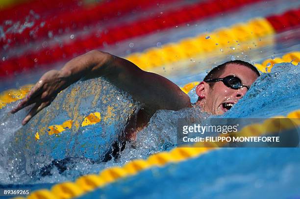Canada's Ryan Cochrane competes during the men's 800m freestyle qualifications on July 28, 2009 at the FINA World Swimming Championships in Rome. AFP...