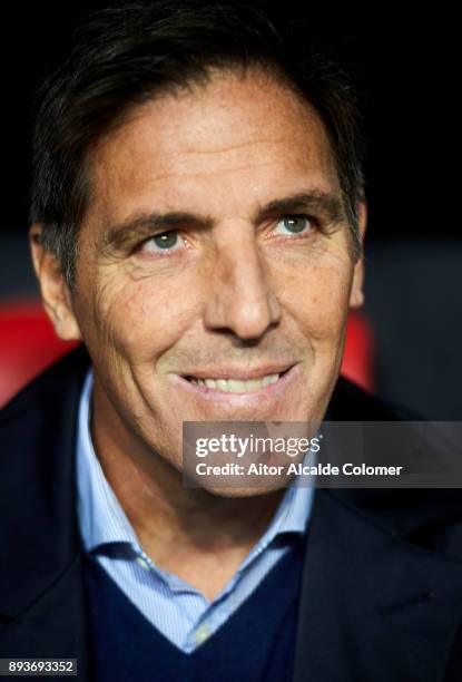 Head Coach of Sevilla FC Eduardo Berizzo looks on prior to the start the La Liga match between Sevilla FC and Levante UD at Estadio Ramon Sanchez...