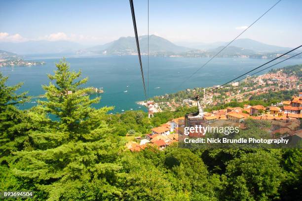 view of the borromean islands, isola bella - lake maggiore, italy, stresa - stresa italy stock pictures, royalty-free photos & images