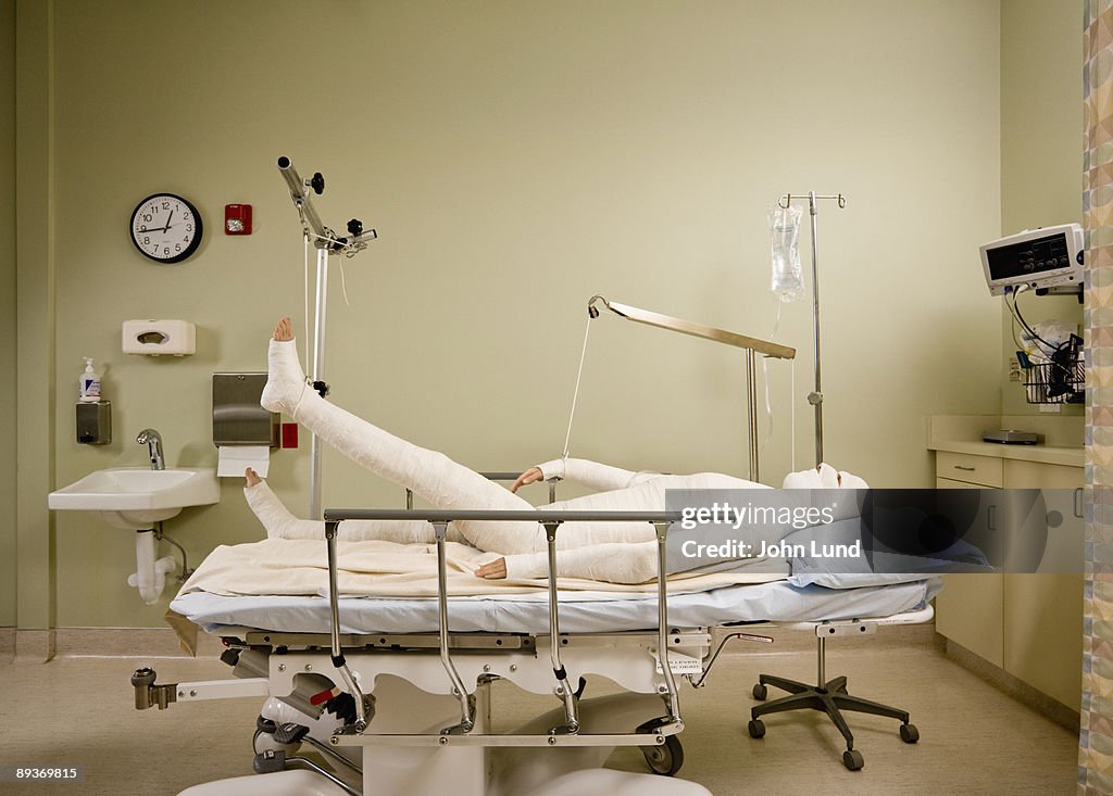 Hospital Patient In Body Cast