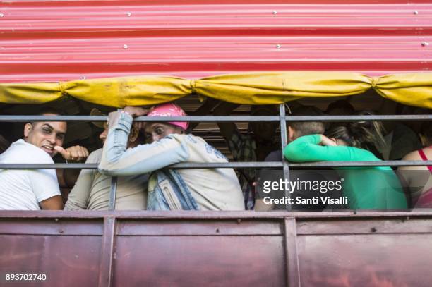Commuters on a truck on November 9, 2017 in Vinales, Cuba.