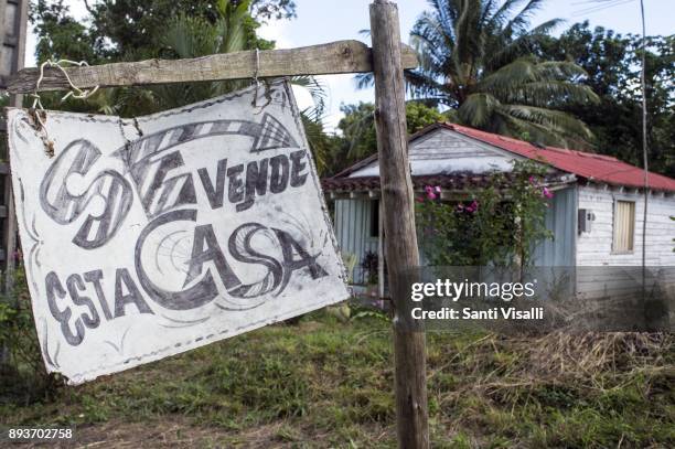 House for sale sign on November 9, 2017 in Vinales, Cuba.