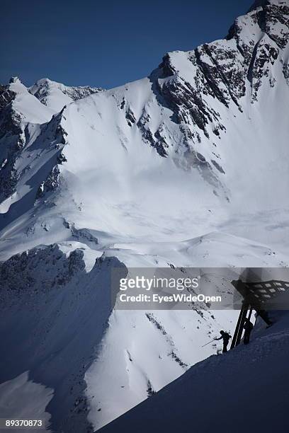 Alpine skiers on March 15, 2009 in Warth am Arlberg, Austria. Warth is famous for its steady high snow level.
