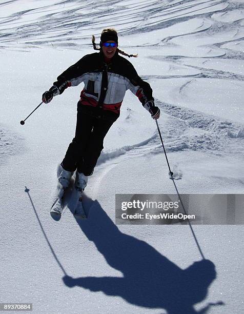 Alpine skiers on March 15, 2009 in Warth am Arlberg, Austria. Warth is famous for its steady high snow level.