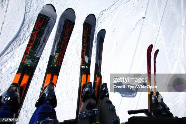 Alpine skiers on March 15, 2009 in Warth am Arlberg, Austria. Warth is famous for its steady high snow level.