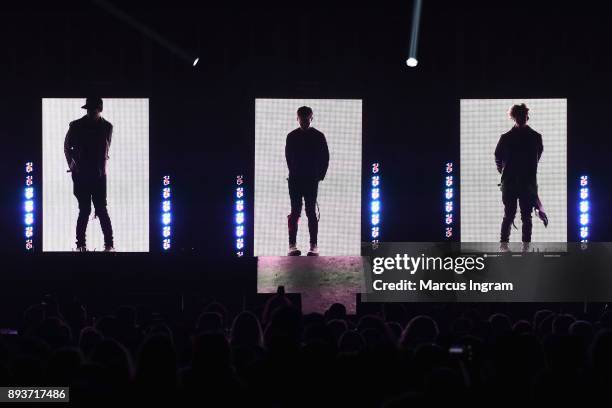 Why Don't We performs onstage during Power 96.1s Jingle Ball 2017 Presented by Capital One at Philips Arena on December 15, 2017 in Atlanta, Georgia.