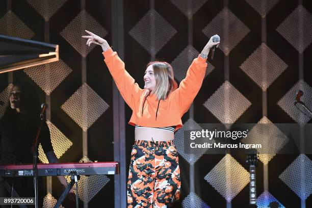 Julia Michaels performs onstage during Power 96.1s Jingle Ball 2017 Presented by Capital One at Philips Arena on December 15, 2017 in Atlanta,...