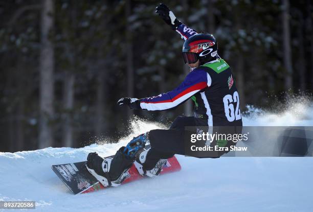 Mike Schultz competes in the adaptive banked slalom final during Day 3 of the Dew Tour on December 15, 2017 in Breckenridge, Colorado.