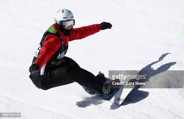 Evan Strong competes in the adaptive banked slalom final during Day 3 of the Dew Tour on December 15, 2017 in Breckenridge, Colorado.