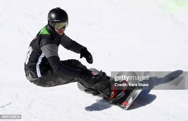 Michael Shea competes in the adaptive banked slalom final during Day 3 of the Dew Tour on December 15, 2017 in Breckenridge, Colorado.