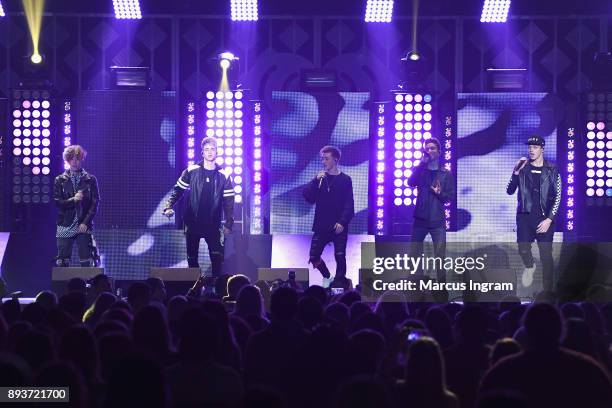 Why Don't We performs onstage during Power 96.1s Jingle Ball 2017 Presented by Capital One at Philips Arena on December 15, 2017 in Atlanta, Georgia.