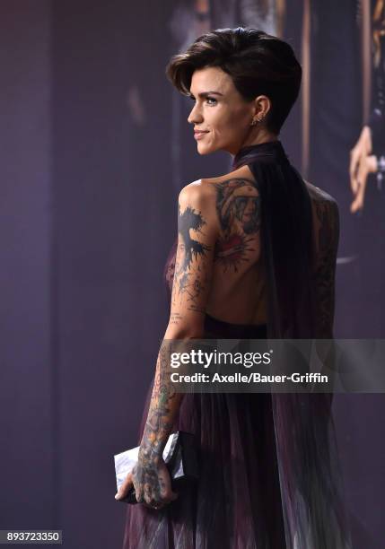 Actress Ruby Rose arrives at the premiere of Universal Pictures' 'Pitch Perfect 3' at Dolby Theatre on December 12, 2017 in Hollywood, California.