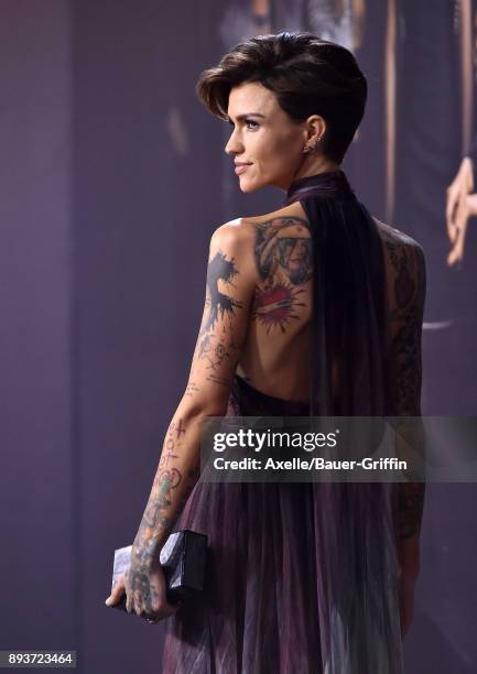 Actress Ruby Rose arrives at the premiere of Universal Pictures' 'Pitch Perfect 3' at Dolby Theatre on December 12, 2017 in Hollywood, California.